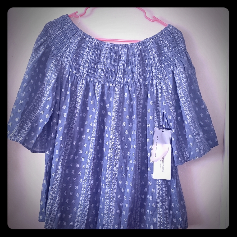Shoulder top shirt jean color